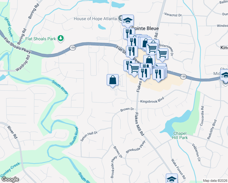 map of restaurants, bars, coffee shops, grocery stores, and more near 201 Woodberry Place in Decatur