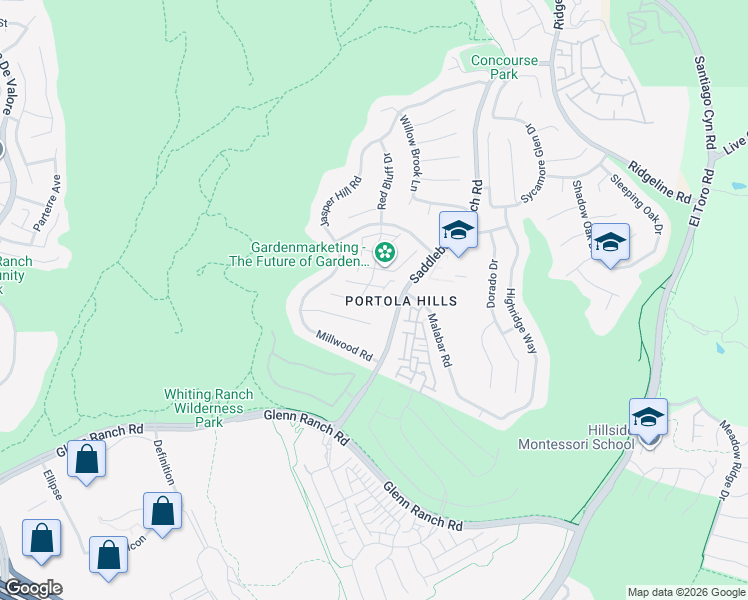 map of restaurants, bars, coffee shops, grocery stores, and more near 28395 Pueblo Drive in Trabuco Canyon