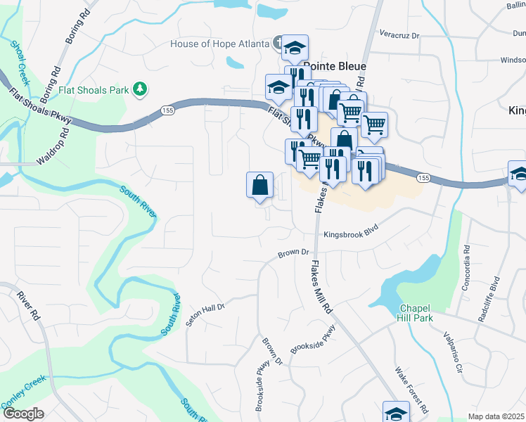 map of restaurants, bars, coffee shops, grocery stores, and more near 201 Woodberry Place in Decatur