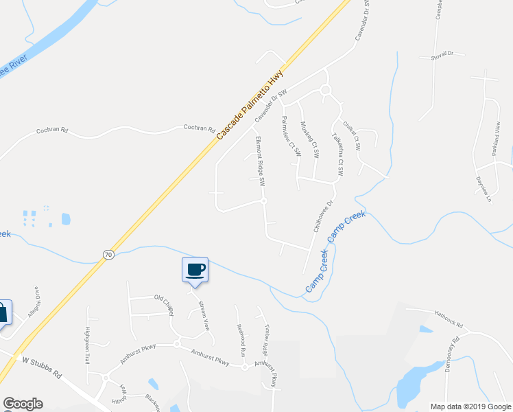 map of restaurants, bars, coffee shops, grocery stores, and more near 7030 Cavender Drive Southwest in Atlanta