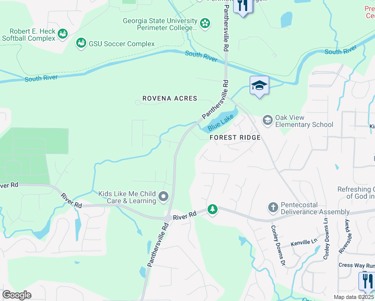 map of restaurants, bars, coffee shops, grocery stores, and more near 3632 Panthersville Road in Decatur