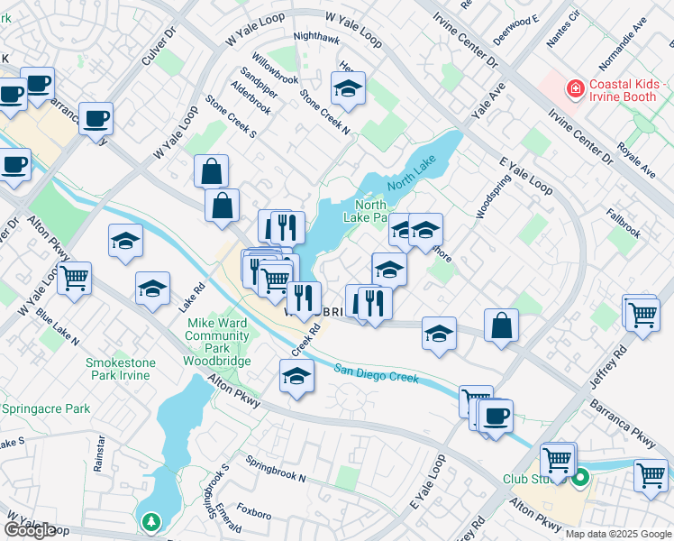 map of restaurants, bars, coffee shops, grocery stores, and more near 10 Seadrift in Irvine