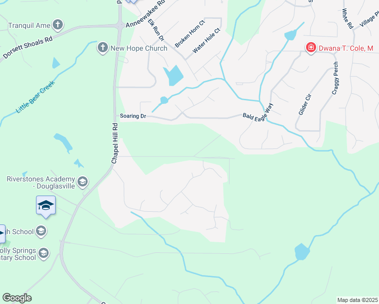 map of restaurants, bars, coffee shops, grocery stores, and more near 4150 East Chapel Hill Road in Douglasville