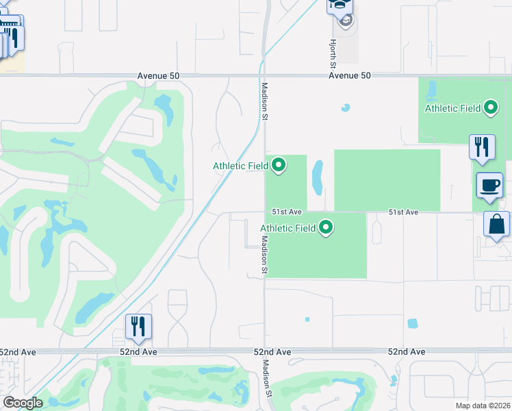 map of restaurants, bars, coffee shops, grocery stores, and more near 50950 Madison Street in Indio