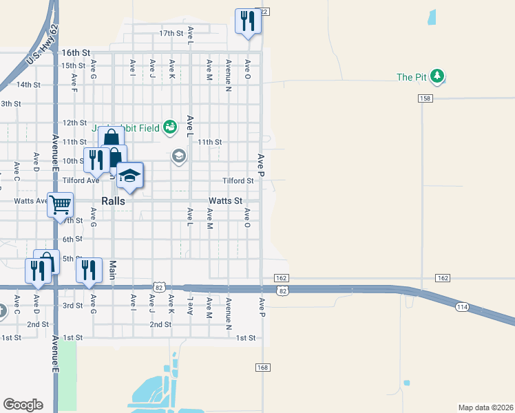 map of restaurants, bars, coffee shops, grocery stores, and more near 1505 7th Street in Ralls