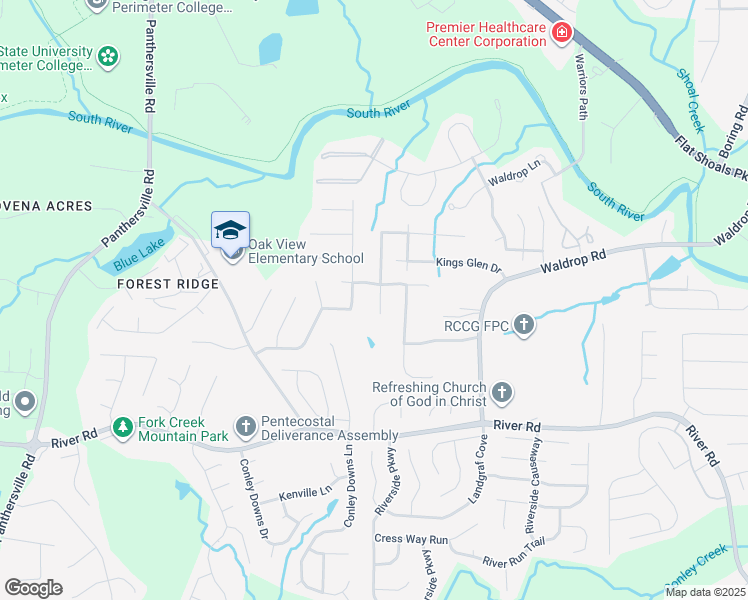 map of restaurants, bars, coffee shops, grocery stores, and more near 2972 Kings Glen Trail in Decatur