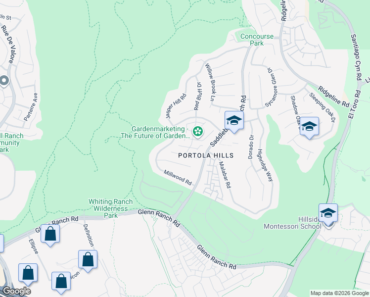 map of restaurants, bars, coffee shops, grocery stores, and more near 28372 Boulder Drive in Trabuco Canyon