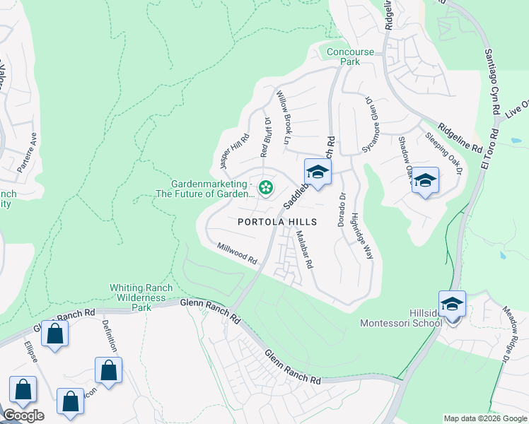 map of restaurants, bars, coffee shops, grocery stores, and more near 28372 Boulder Drive in Trabuco Canyon