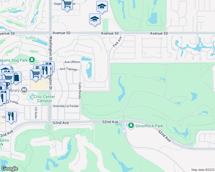map of restaurants, bars, coffee shops, grocery stores, and more near 50680 Grand Traverse Avenue in La Quinta