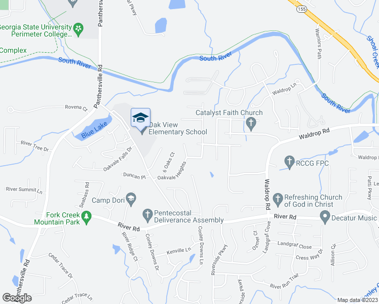 map of restaurants, bars, coffee shops, grocery stores, and more near 3069 Oakvale Heights in Decatur