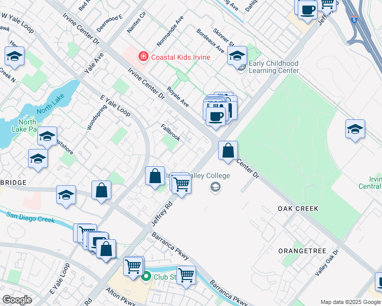 map of restaurants, bars, coffee shops, grocery stores, and more near 6 Jenner in Irvine