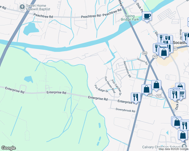 map of restaurants, bars, coffee shops, grocery stores, and more near 512 June Bug Court in Myrtle Beach
