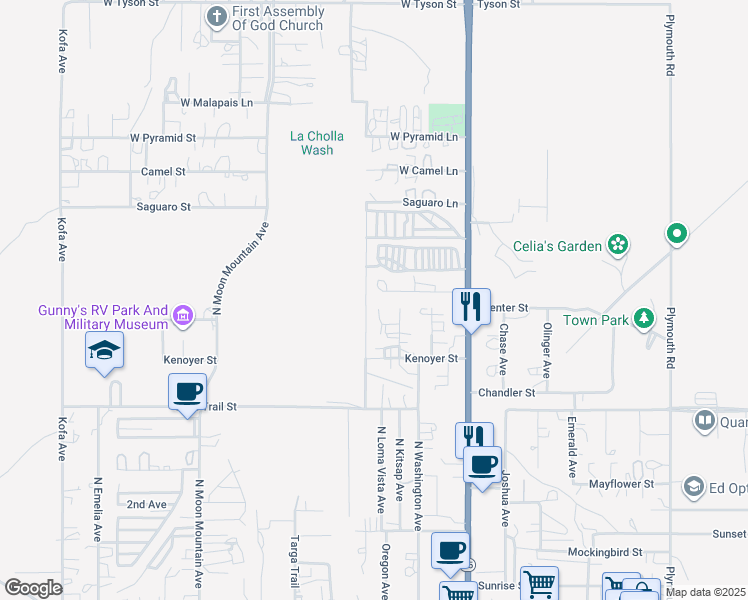 map of restaurants, bars, coffee shops, grocery stores, and more near West Cherokee Lane in Quartzsite
