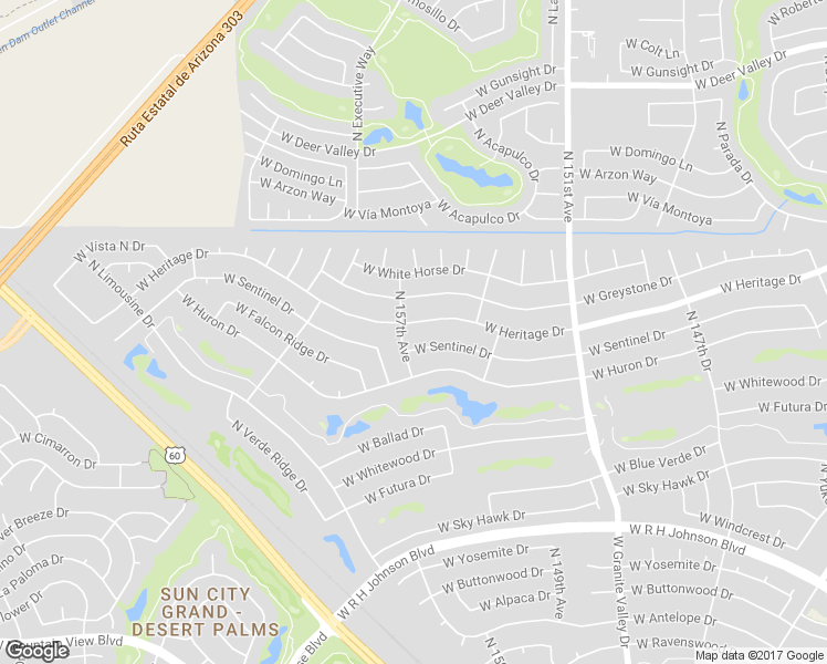 map of restaurants, bars, coffee shops, grocery stores, and more near 15621 West Heritage Drive in Sun City West