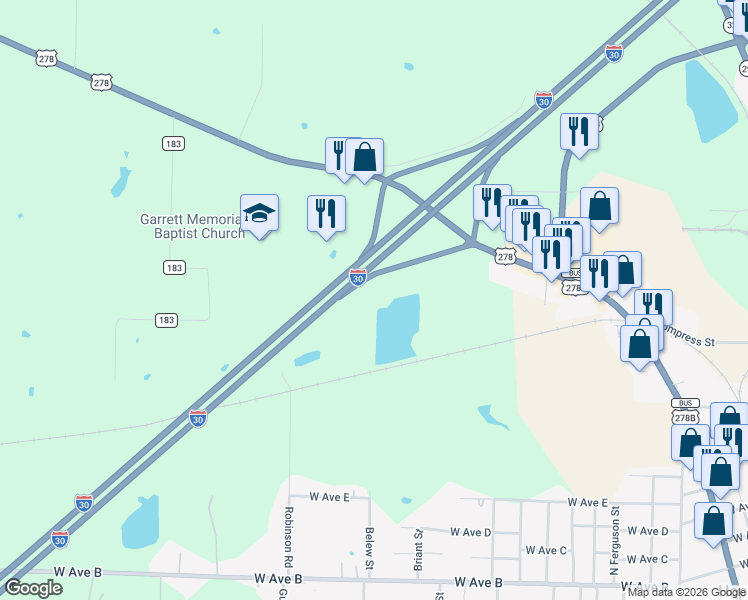 map of restaurants, bars, coffee shops, grocery stores, and more near 821 Robinson Road in Hope