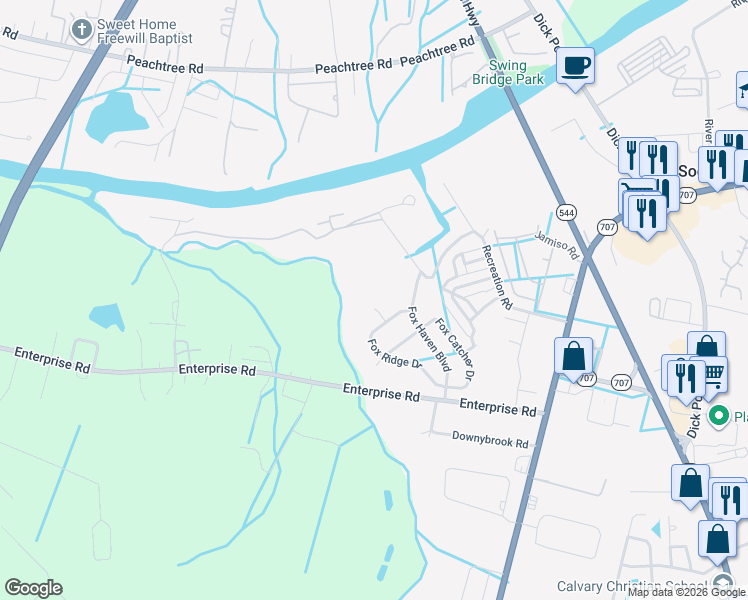 map of restaurants, bars, coffee shops, grocery stores, and more near 512 June Bug Court in Myrtle Beach