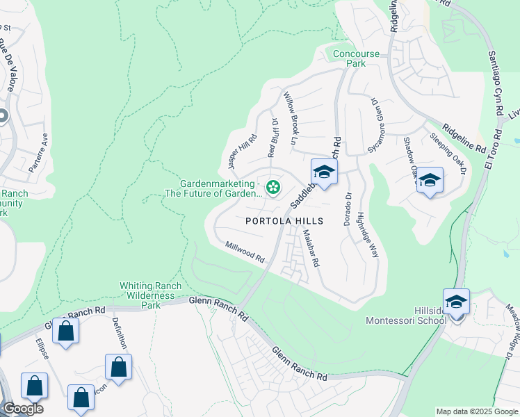 map of restaurants, bars, coffee shops, grocery stores, and more near 28383 Boulder Drive in Trabuco Canyon