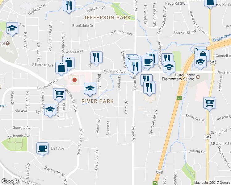 map of restaurants, bars, coffee shops, grocery stores, and more near 2789 Harlan Drive in Atlanta