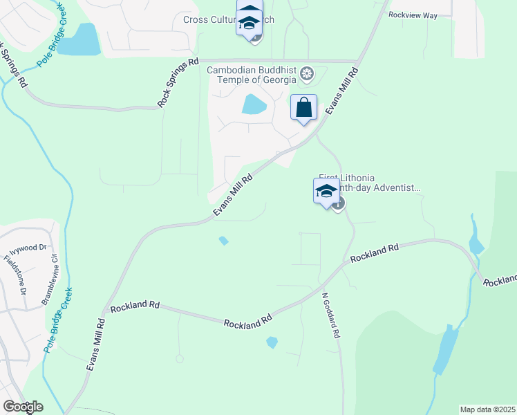 map of restaurants, bars, coffee shops, grocery stores, and more near 6150 Belair Lake Road in Lithonia