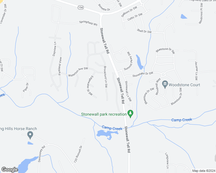 map of restaurants, bars, coffee shops, grocery stores, and more near 2888 Brookford Lane Southwest in Atlanta