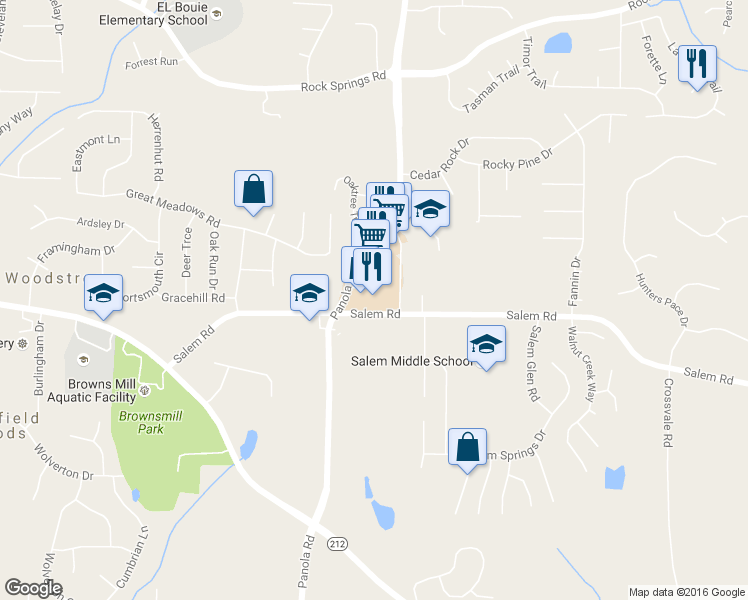 map of restaurants, bars, coffee shops, grocery stores, and more near 3620 Panola Road in Lithonia