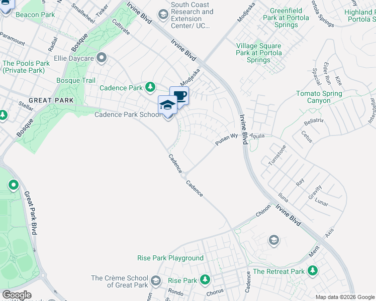 map of restaurants, bars, coffee shops, grocery stores, and more near 187 Frame in Irvine