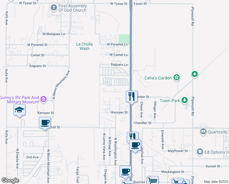 map of restaurants, bars, coffee shops, grocery stores, and more near West Cherokee Lane in Quartzsite