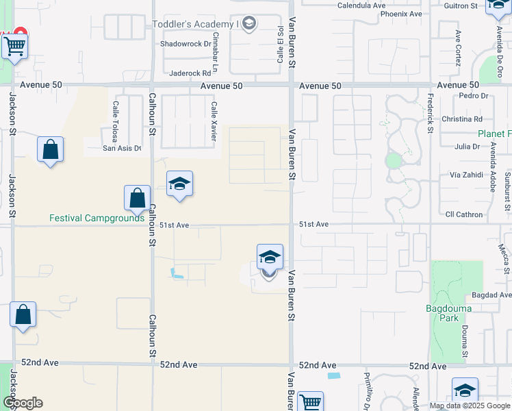 map of restaurants, bars, coffee shops, grocery stores, and more near 83888 51st Avenue in Coachella