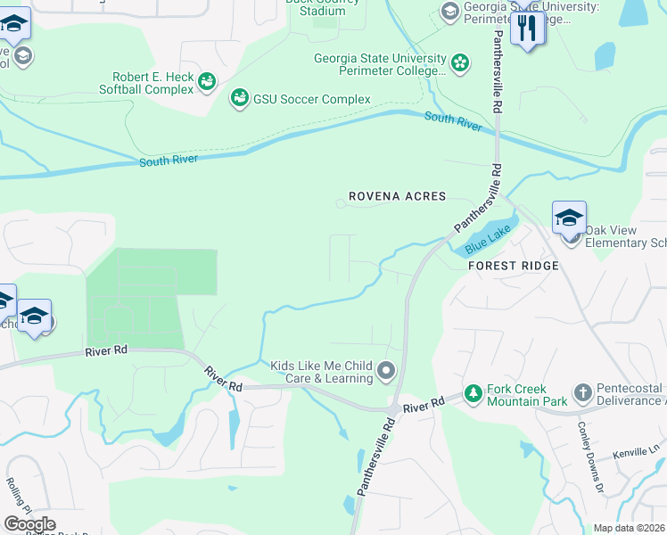 map of restaurants, bars, coffee shops, grocery stores, and more near 3544 Willow Tree Trce in Decatur