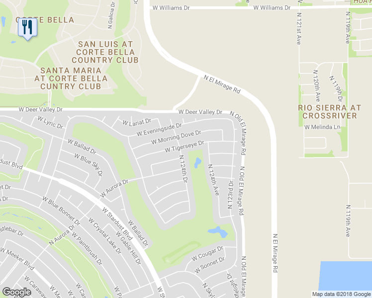 map of restaurants, bars, coffee shops, grocery stores, and more near 12419 West Tigerseye Drive in Sun City West