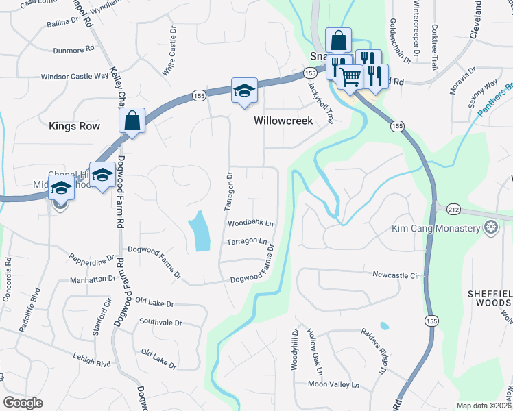 map of restaurants, bars, coffee shops, grocery stores, and more near 3535 Basswood Court in Decatur