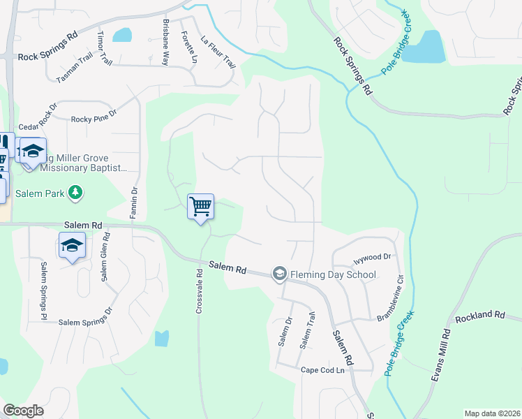 map of restaurants, bars, coffee shops, grocery stores, and more near 5609 Fox Den Trail in Stonecrest