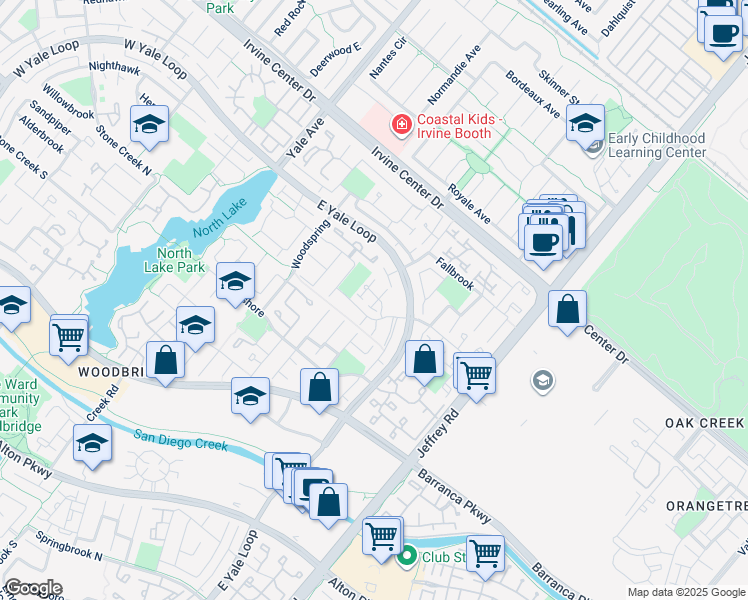 map of restaurants, bars, coffee shops, grocery stores, and more near in Irvine