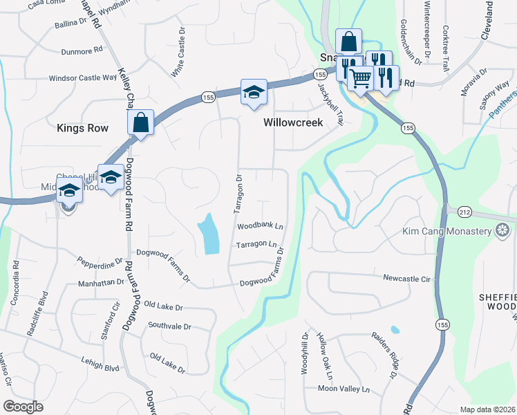 map of restaurants, bars, coffee shops, grocery stores, and more near 3535 Basswood Court in Decatur