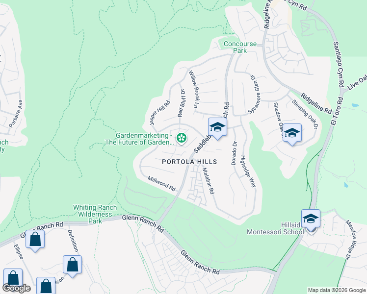 map of restaurants, bars, coffee shops, grocery stores, and more near 28468 Klondike Drive in Trabuco Canyon