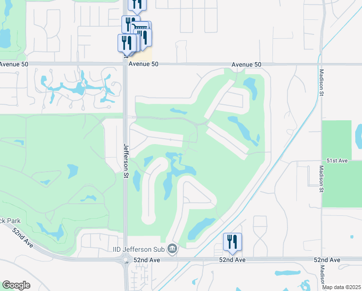 map of restaurants, bars, coffee shops, grocery stores, and more near 80291 Vía Tesoro in La Quinta
