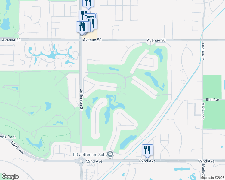 map of restaurants, bars, coffee shops, grocery stores, and more near 80279 Vía Tesoro in La Quinta