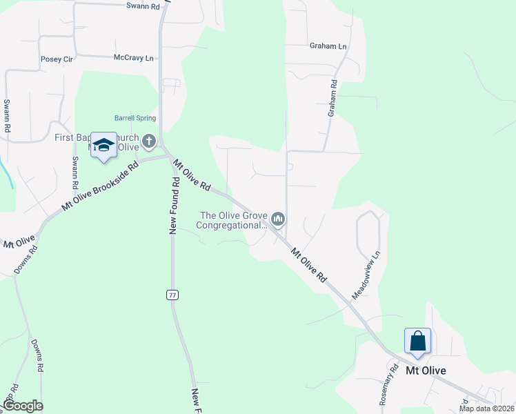 map of restaurants, bars, coffee shops, grocery stores, and more near 3089 Mount Olive Road in Mount Olive