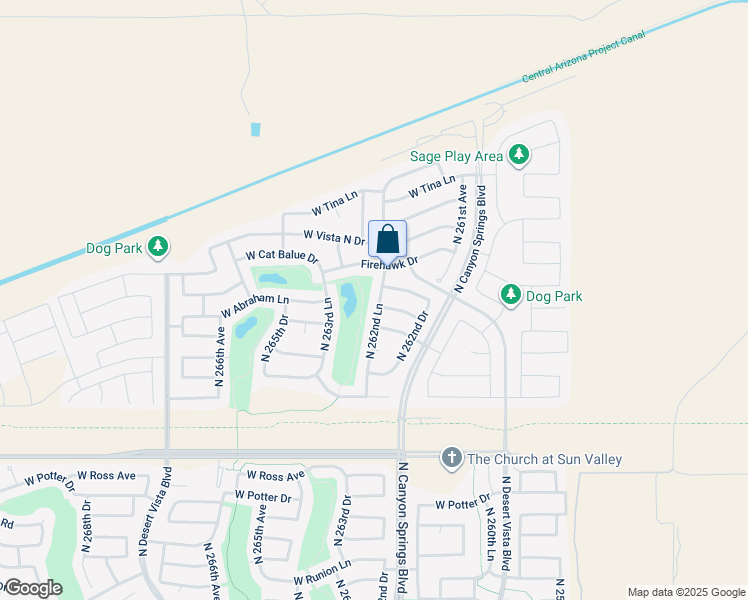 map of restaurants, bars, coffee shops, grocery stores, and more near 21500 North 262nd Lane in Buckeye