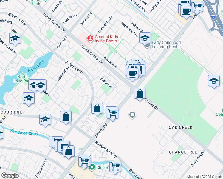 map of restaurants, bars, coffee shops, grocery stores, and more near 2 Autumn Oak in Irvine