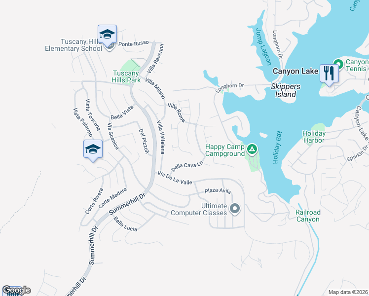 map of restaurants, bars, coffee shops, grocery stores, and more near 17 Via Niccolo Court in Lake Elsinore