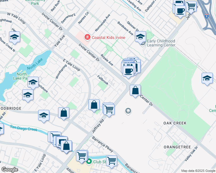 map of restaurants, bars, coffee shops, grocery stores, and more near 2 Autumn Oak in Irvine