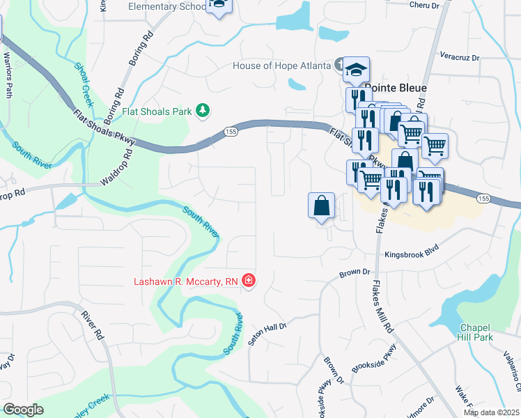 map of restaurants, bars, coffee shops, grocery stores, and more near 3724 Cherry Ridge Boulevard in Decatur