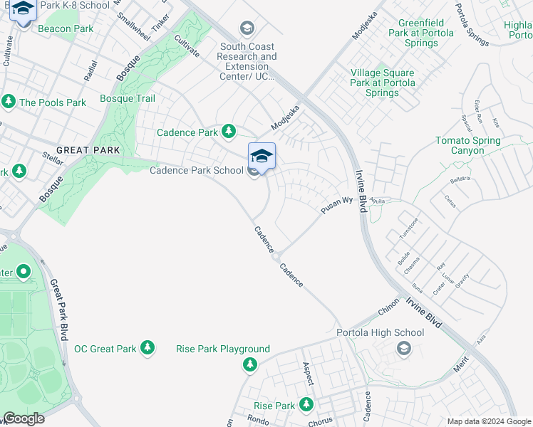 map of restaurants, bars, coffee shops, grocery stores, and more near 797 Benchmark in Irvine