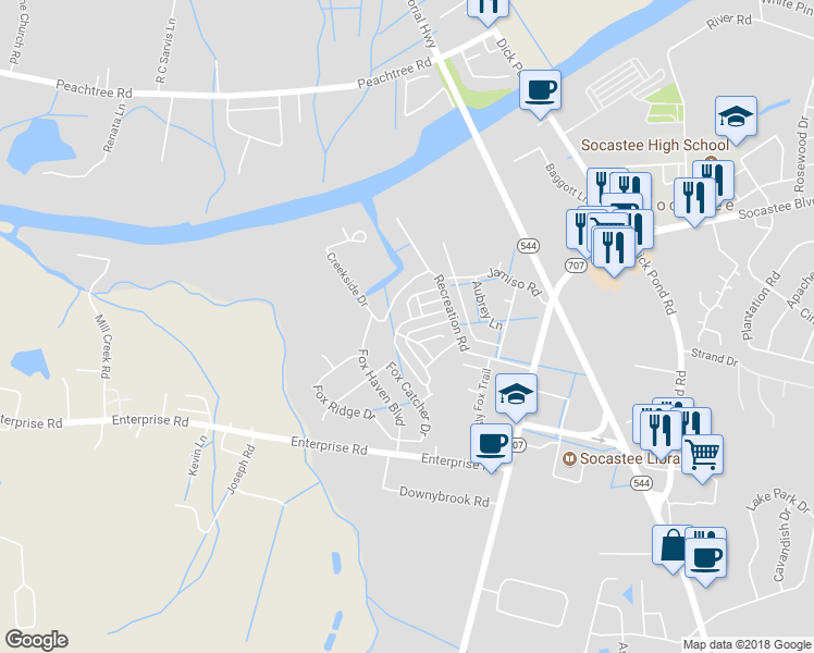 map of restaurants, bars, coffee shops, grocery stores, and more near 240 Archdale Street in Myrtle Beach