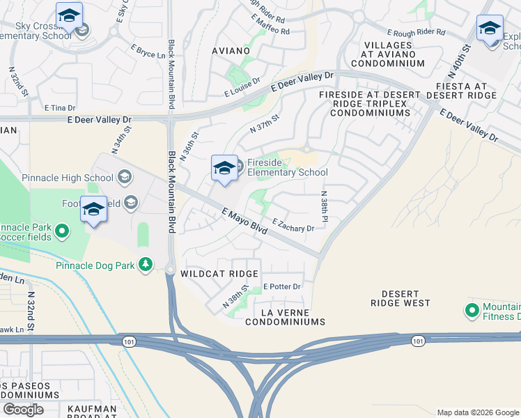 map of restaurants, bars, coffee shops, grocery stores, and more near 3741 East Covey Lane in Phoenix