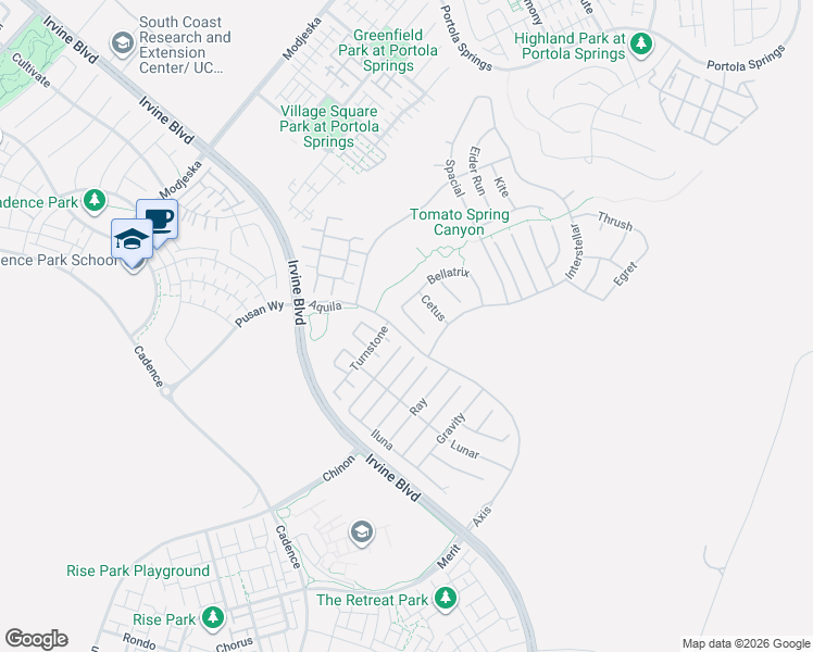 map of restaurants, bars, coffee shops, grocery stores, and more near 60 Bellatrix in Irvine