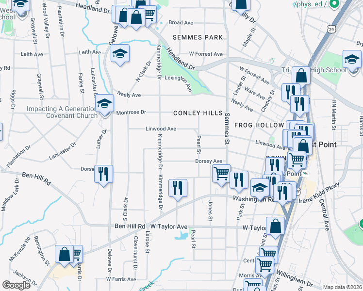 map of restaurants, bars, coffee shops, grocery stores, and more near 1917 Thompson Avenue in Atlanta