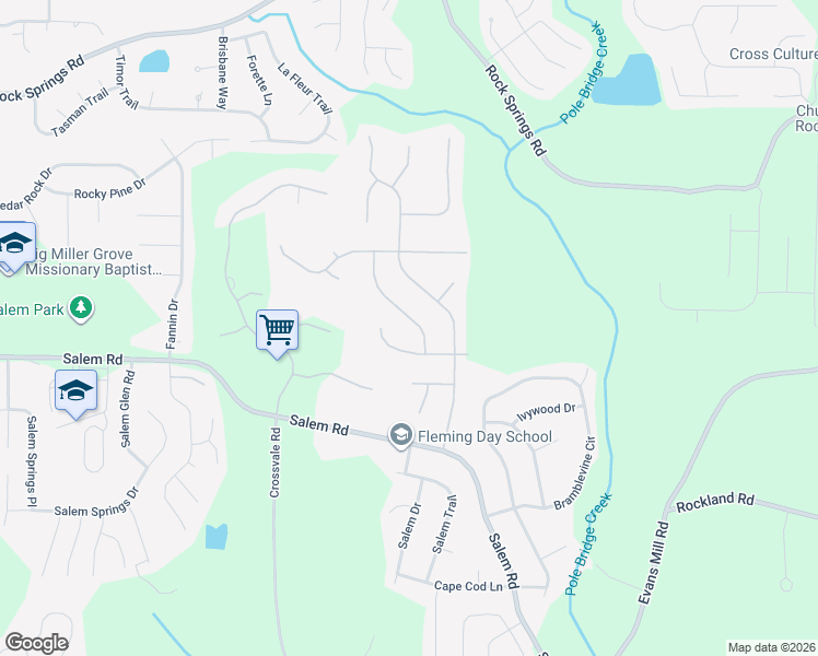 map of restaurants, bars, coffee shops, grocery stores, and more near 3501 Fox Hound Run in Lithonia