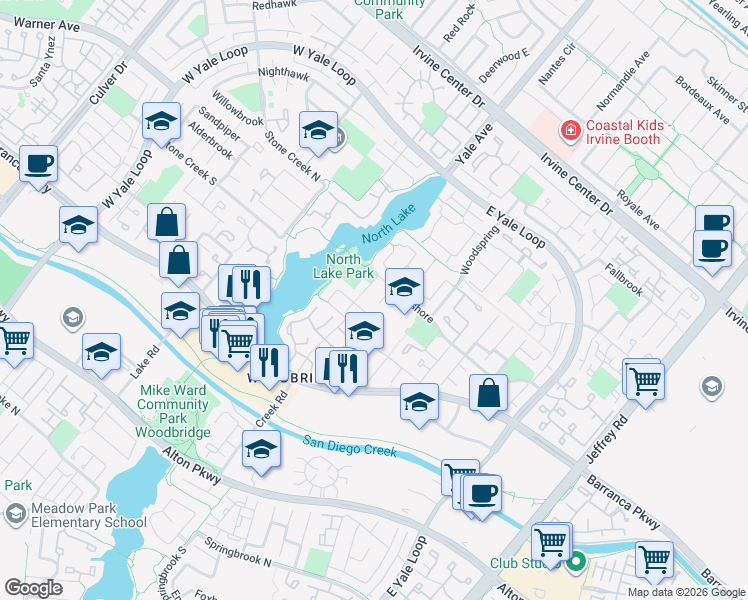 map of restaurants, bars, coffee shops, grocery stores, and more near 10 Mountain Ash in Irvine